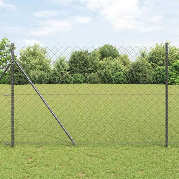 vidaXL Fence Post Grey 10 x 1.5 m (40 x 40 mm mesh) Steel and PVC