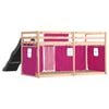 vidaXL Bunk Bed without Mattress with Slide and Curtains Pink 90x190 cm Single