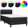 vidaXL Box Spring Bed with Mattress&LED Black 90x200cm Fabric