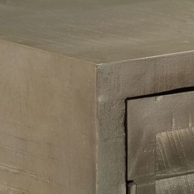vidaXL Drawer Cabinet Solid Mango Wood Grey with Brass 140x40x80 cm