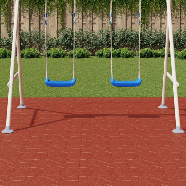 vidaXL Stepping Stone 6 pcs Red 40.5 x 40.5 x 2 cm Rubber