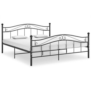 vidaXL Bed Frame without Mattress Black Metal 180x200 cm Super King