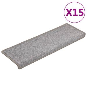 vidaXL Stair Mats 15 pcs 65x21x4 cm Light Grey Rectangular Edge