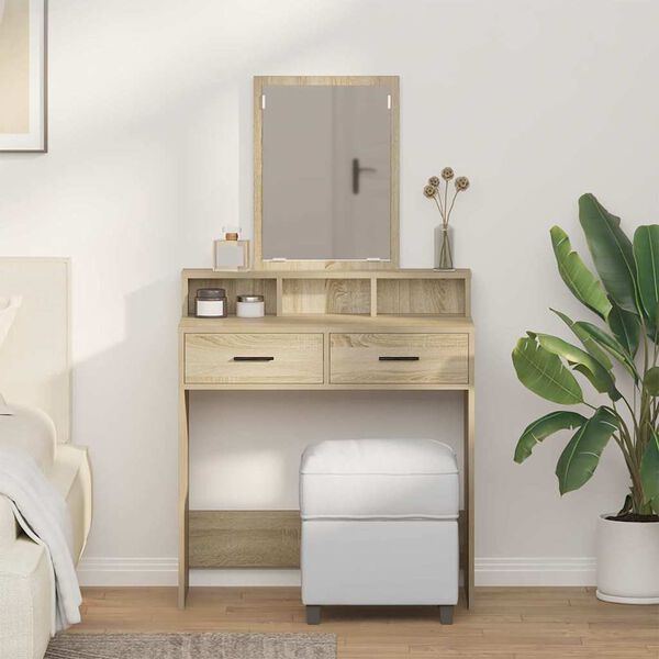 vidaXL Dressing Table Sonoma Oak 79 x 41 x 140 cm Engineered Wood