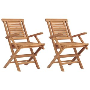 vidaXL Folding Chairs 2 pcs 56x63x90 cm Solid Wood Teak