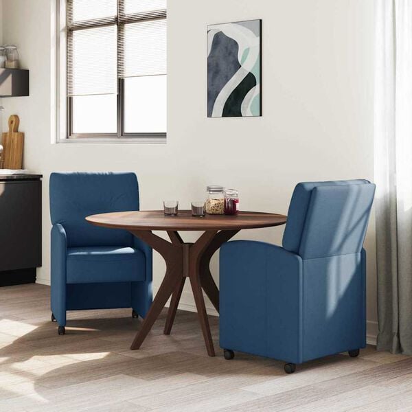 vidaXL Dining Chairs with Wheels 2 pcs Blue 57 x 67 x 95 cm Fabric
