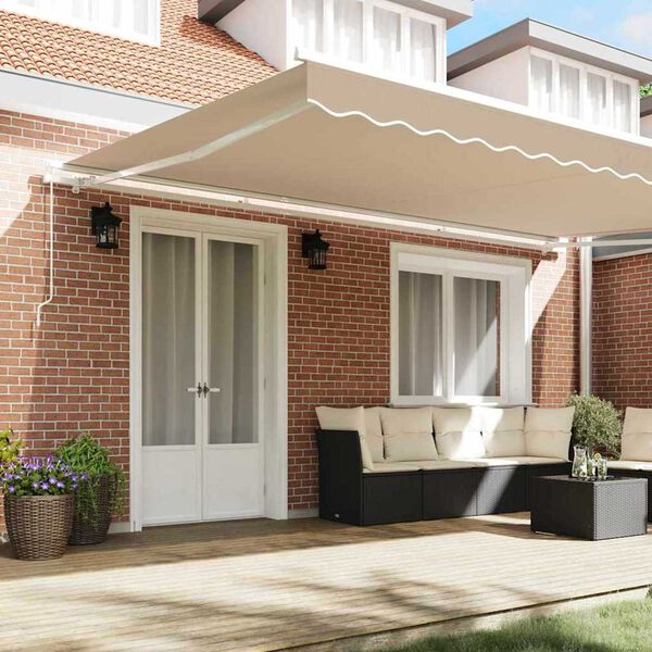 vidaXL Retractable Awning Beige 500 x 300 cm Polyester and Metal