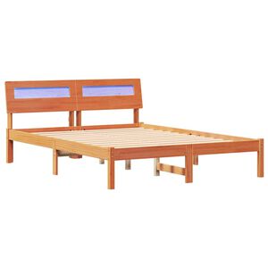 vidaXL Bed Frame with Headboard Wax Brown 120 x 200 cm Solid Pine Wood