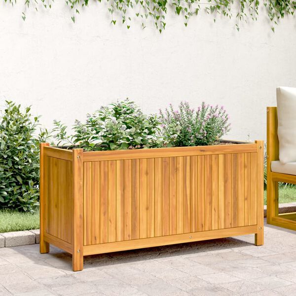vidaXL Garden Planter with Liner 99.5x38x50 cm Solid Wood Acacia