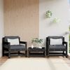 vidaXL Garden Chairs 2 pcs Black Solid Wood Pine