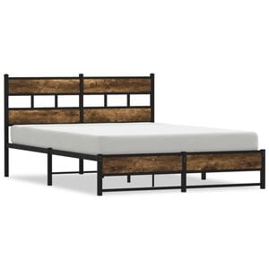 vidaXL Metal Bed Frame without Mattress Smoked Oak 140x190 cm