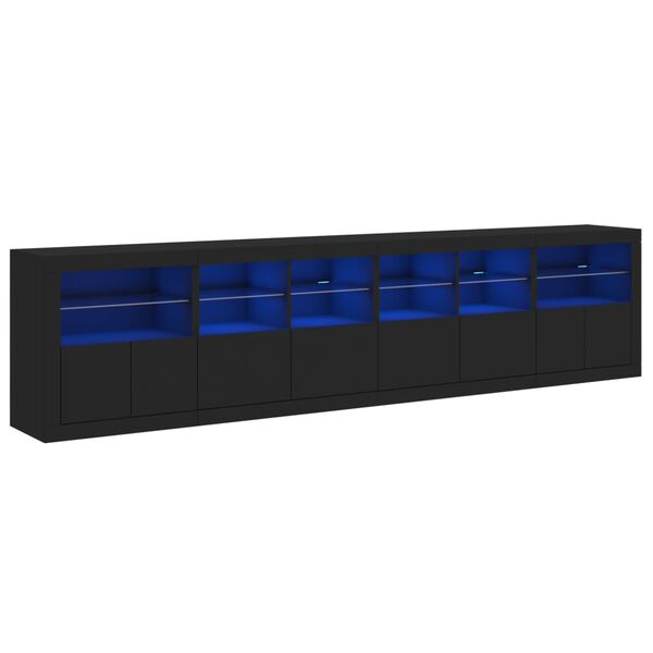 vidaXL Sideboard with LED Lights Black 283x37x67 cm