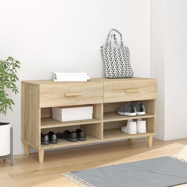vidaXL Shoe Cabinet Sonoma Oak 102x35x55 cm Engineered Wood