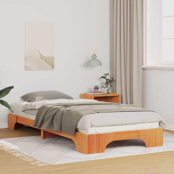 vidaXL Bed Frame Brown 80 x 210 cm Solid Pine Wood