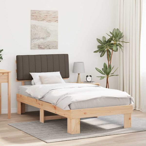vidaXL Bed Frame with Upholstered Headboard Taupe 100 x 200 cm
