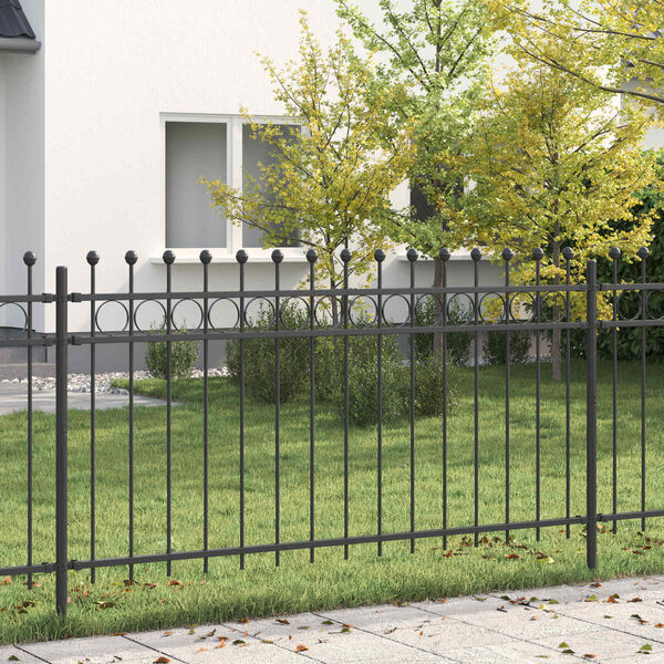 vidaXL Ring Fence Black 200 x 150 cm Powder-Coated Steel