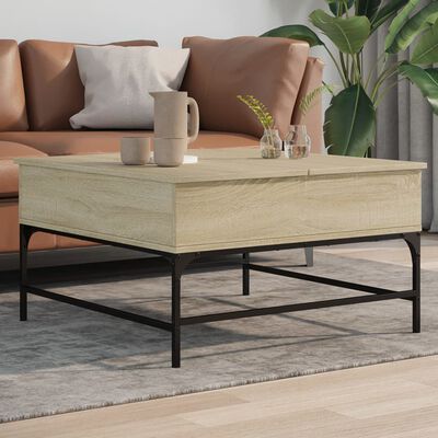 vidaXL Coffee Table Sonoma Oak 80x80x45 cm Engineered Wood and Metal