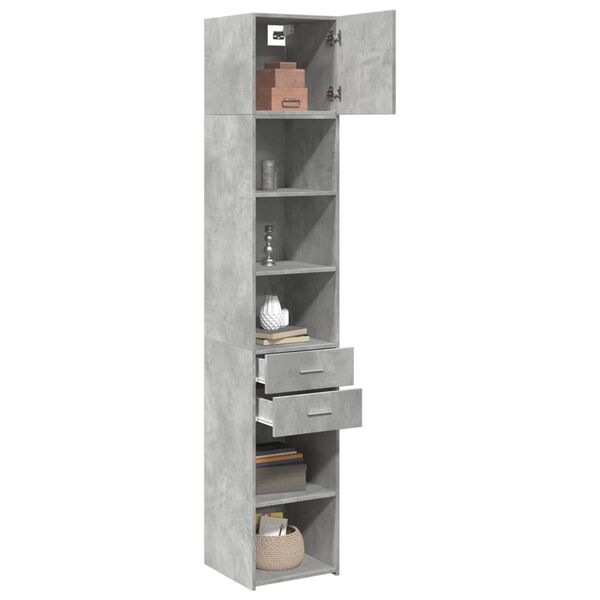 vidaXL Slim Storage Cabinet Concrete Grey 40x42.5x225 cm Engineered Wood