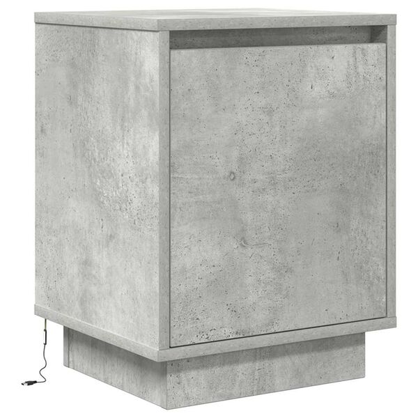 vidaXL Bedside Cabinet with LED Lights&nbsp;Concrete Grey 38x34x50 cm