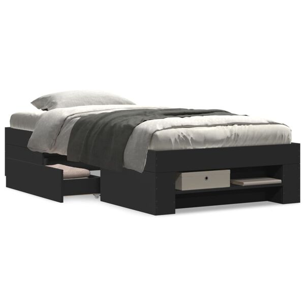 vidaXL Bed Frame without Mattress Black 100x200 cm Engineered Wood