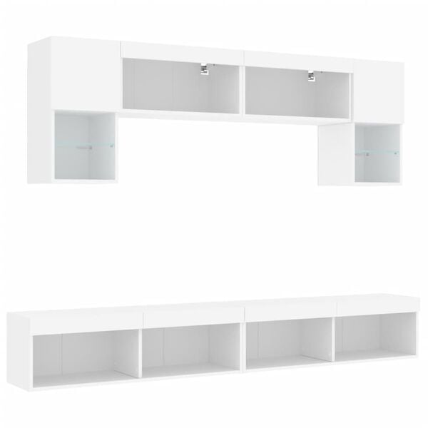 vidaXL 6 Piece TV Wall Units with LED White Engineered Wood