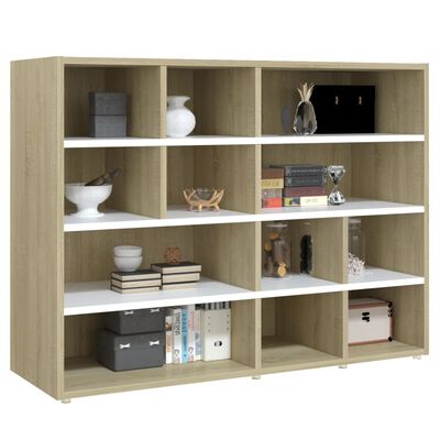 vidaXL Side Cabinet White and Sonoma Oak 97x32x72 cm Engineered Wood