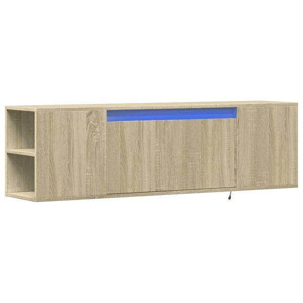 vidaXL TV Wall Cabinet with LED Lights Sonoma Oak 135x31x39.5 cm
