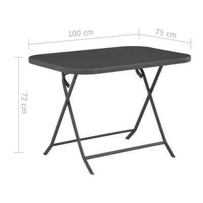 vidaXL Folding Garden Table Grey 100x75x72 cm Glass and Steel