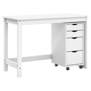 vidaXL Desk and Rolling Cabinet Set MOSS 2 pcs White