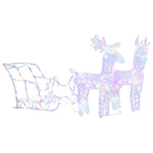 vidaXL Reindeers & Sleigh Christmas Decoration 160 LEDs 130 cm Acrylic