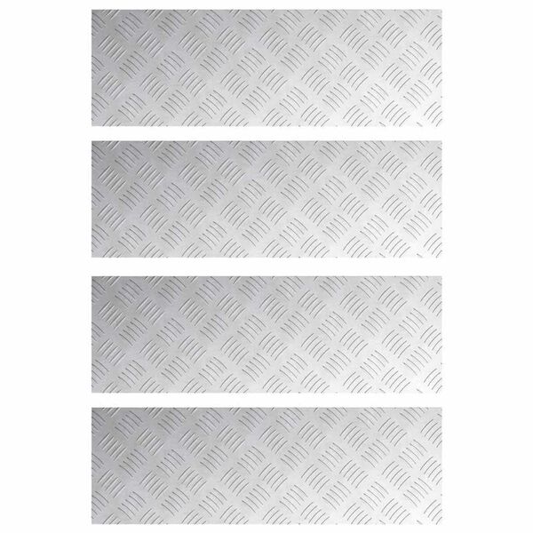 vidaXL Stair Tread Rectangular 4 pcs Silver 75 x 25 cm Aluminium