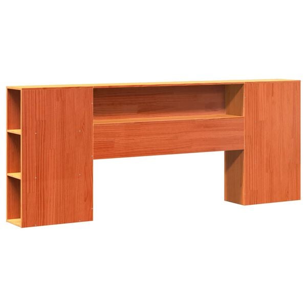 vidaXL Bookcase Bed Frame Wax Brown 200 x 200 cm Solid Pine Wood