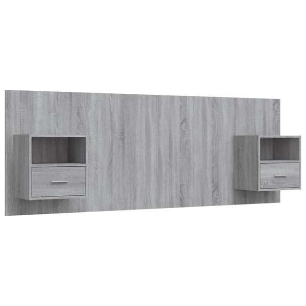 vidaXL Bed Headboard with Cabinets Grey Sonoma Engineered Wood