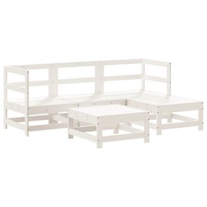 vidaXL 5 Piece Garden Lounge Set White Solid Wood Pine