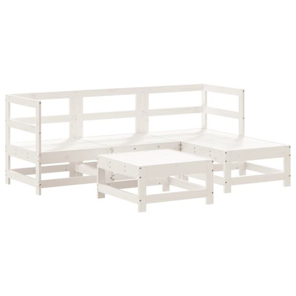 vidaXL 5 Piece Garden Lounge Set White Solid Wood Pine