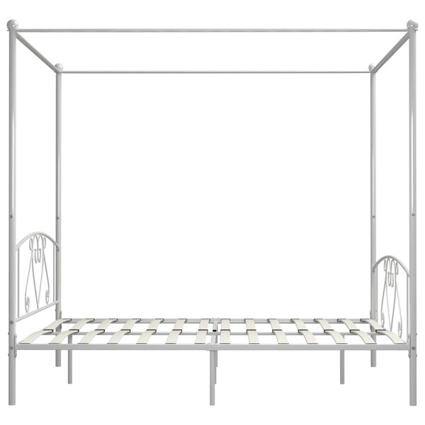 vidaXL Bed Frame without Mattress with Canopy White 180x200 cm Super King Metal