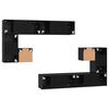 vidaXL TV Units Wall-mounted 4 pcs Black Oak Engineered wood