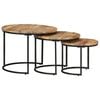 vidaXL Nesting Tables 3 pcs Rough Mango Wood