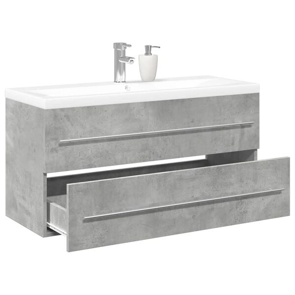 vidaXL 2 Piece Bathroom Furniture Set Concrete Grey Engineered Wood