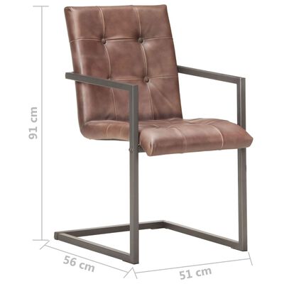 vidaXL Cantilever Dining Chairs 4 pcs Distressed Brown Real Leather