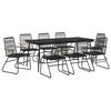 vidaXL 9 Piece Garden Dining Set Black PVC Rattan