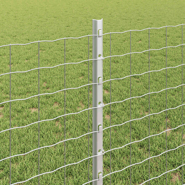 vidaXL Fence with Post Silver 0.8 x 25 m Steel