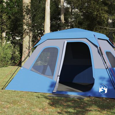 vidaXL Camping Tent 6-Person Blue Waterproof