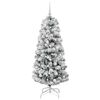 vidaXL Artificial Hinged Christmas Tree Green and White 150 cm
