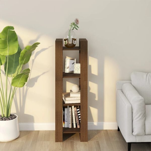 vidaXL Book Cabinet/Room Divider Honey Brown 41x35x125 cm Solid Wood