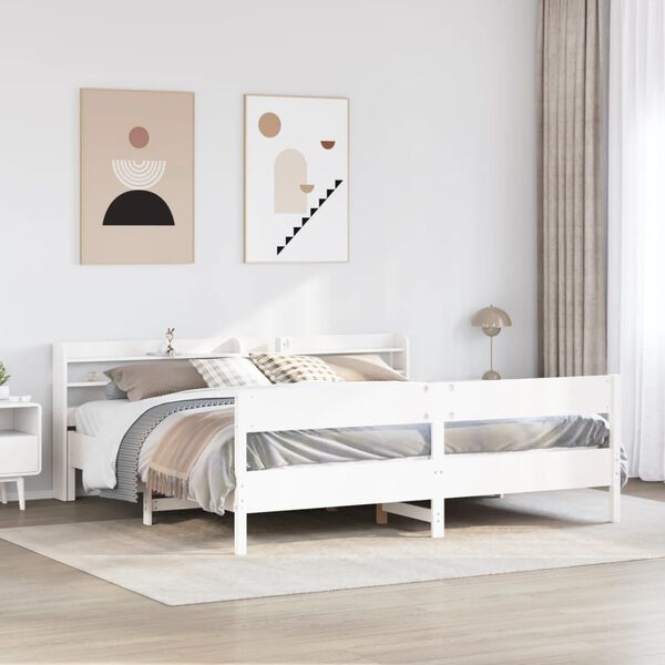 vidaXL Bed Frame without Mattress White 200x200 cm Solid Wood Pine