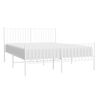 vidaXL Metal Bed Frame without Mattress with Footboard White 160x200cm
