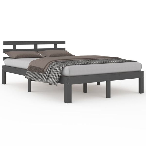vidaXL Bed Frame without Mattress Grey Solid Wood 200x200 cm