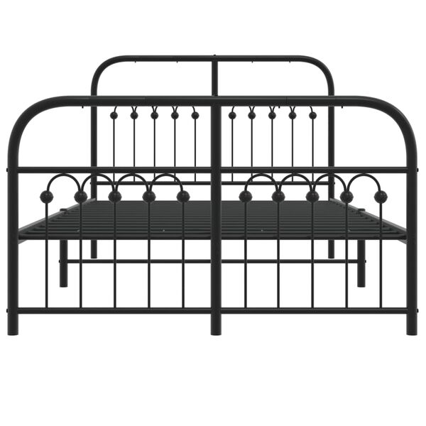 vidaXL Metal Bed Frame without Mattress with Footboard Black 120x200cm