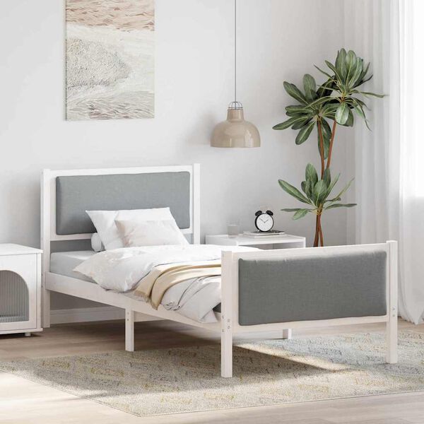 vidaXL Bed Frame with Headboard Light Grey 90 x 200 cm Fabric